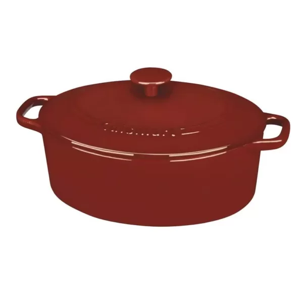 Cuisinart Chef's Classic 5.5 qt. Oval Cast Iron Dutch Oven in Cardinal Red with Lid