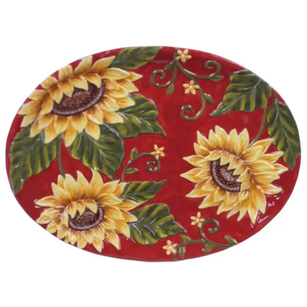 Certified International Sunset Sunflower Ceramic Oval Platter