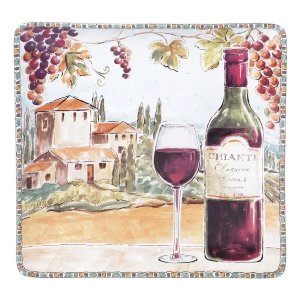 Certified International 12.5 in. Multi-Colored  Stoneware Tuscan Breeze Square Platter