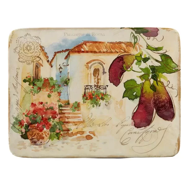 Certified International Piazzette Multi-Colored 16 in. x 12 in. Ceramic Rectangular Platter