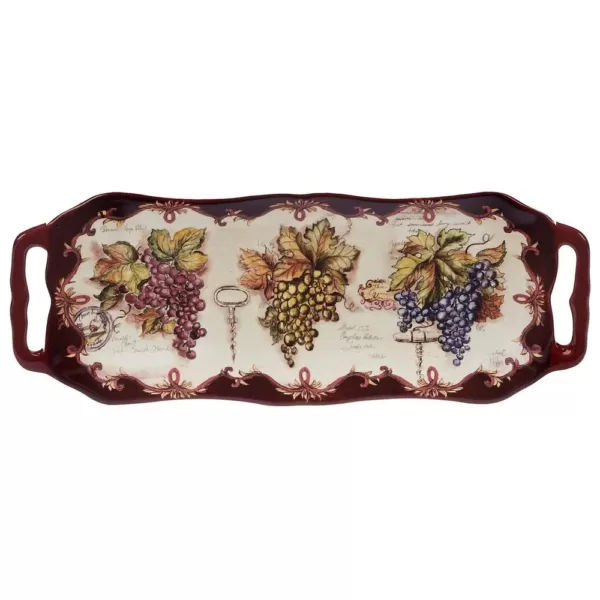 Certified International Vintners Journal Multi-Colored 16 in. x 6.25 in. Ceramic Rectangular Platter