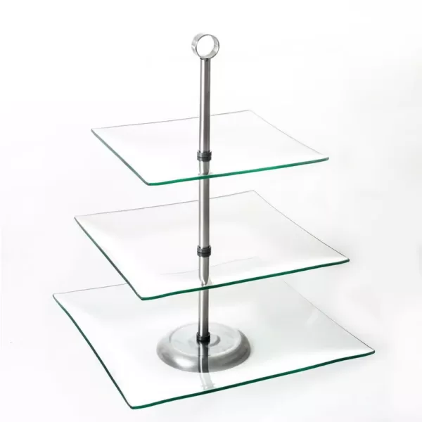 Chef Buddy 3-Tier Square Glass Cake Stand