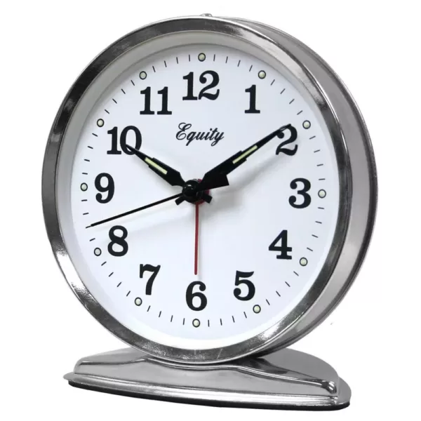 Equity by La Crosse 5.50 in. Round Wind-Up Loud Bell Chrome Alarm Clock