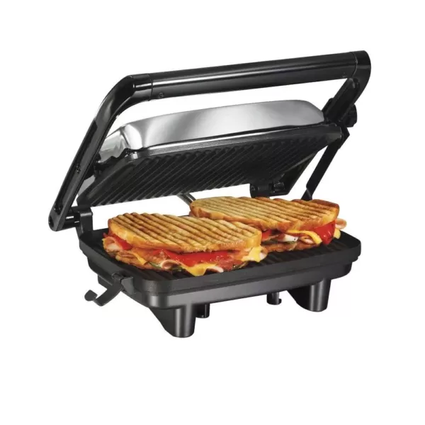 Hamilton Beach 1400 W Chrome Non-Stick Panini Press