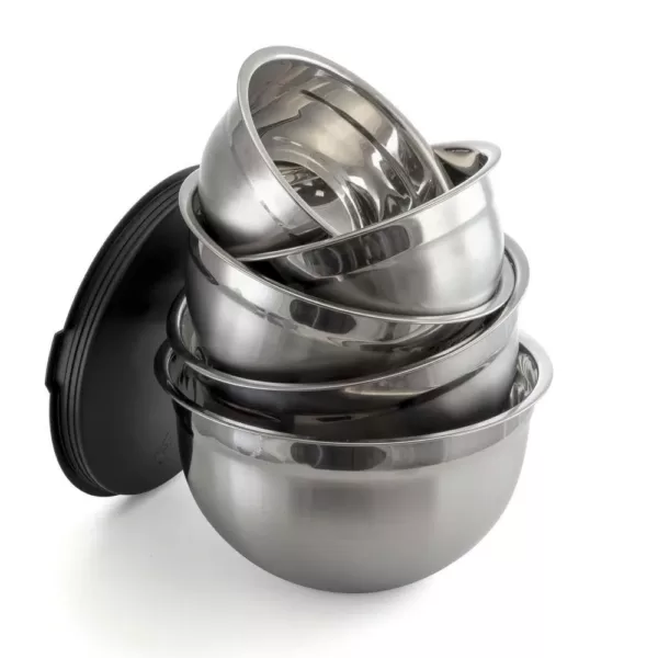 MegaChef 5-Piece Stainless Steel Silver Mixing Bowl Set with Lids