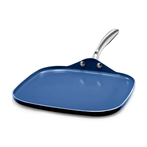 GRANITESTONE Classic Blue 10.5 in. Aluminum Ultra-Durable Non-Stick Diamond Infused Griddle Pan