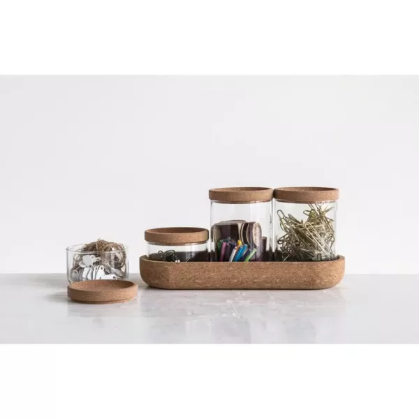 3R Studios 4-Piece Glass Containers with Cork Lids and Tray