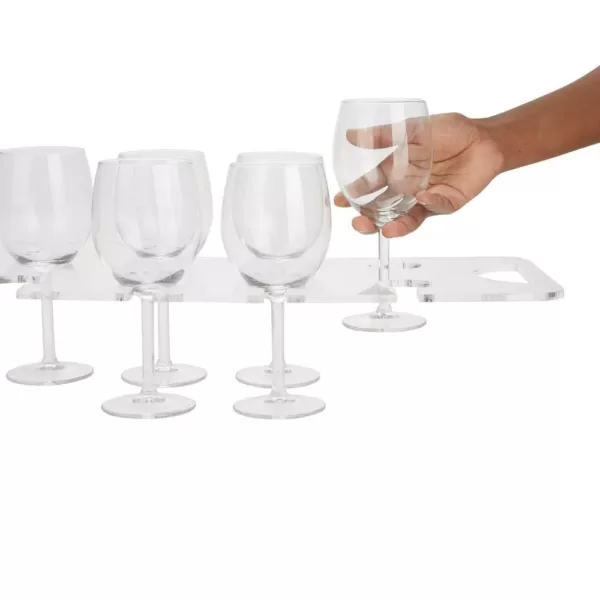 Mind Reader 19 in. W x 7 in. H x 0.5 in. D Acrylic Clear Barware 8-Wine Glass Holder with Built-In Handles