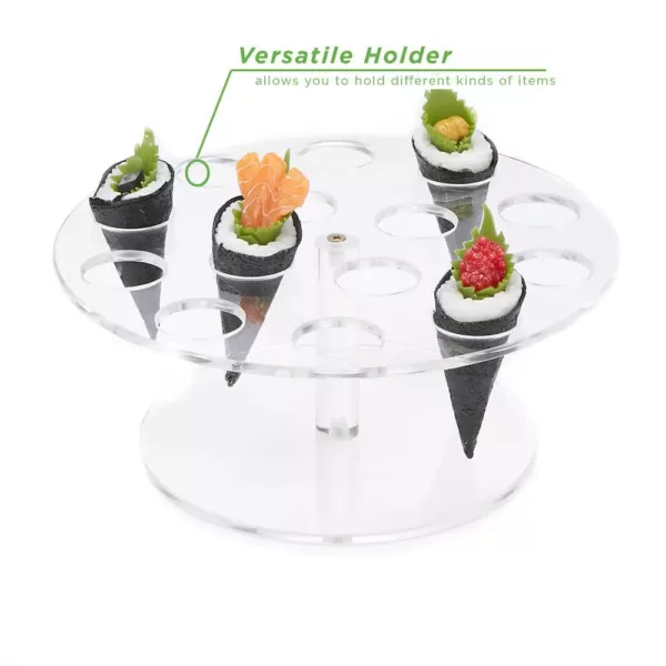 Mind Reader 9.75 in. W x 4.25 in. H x 9.75 in. L Round Clear Acrylic 14-Slot Ice Cream Cone Holder Food Cone Serving Tray