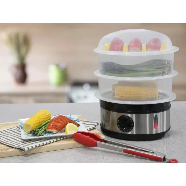 Elite 8.5 Qt. Stainless Steel Plastic 3-Tier Food Steamer