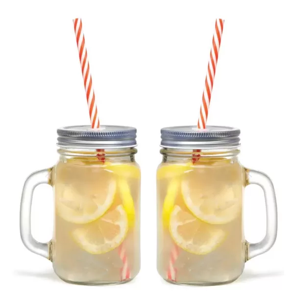 Starfrit 12-Piece Glass Mason Jar Set with Eco-Friendly Reusable Straws