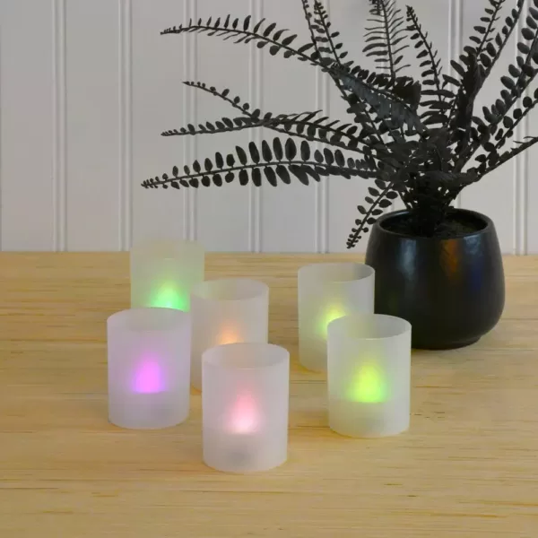 LUMABASE Flameless Votive Candles 2.25 in. Color Changing Plastic Frosted Holders (6-Count)