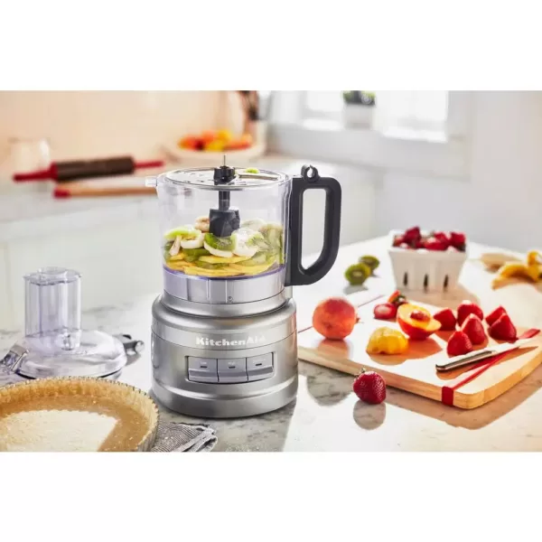 KitchenAid 7-Cup 3-Speed Contour Silver Food Processor with Locking Lid