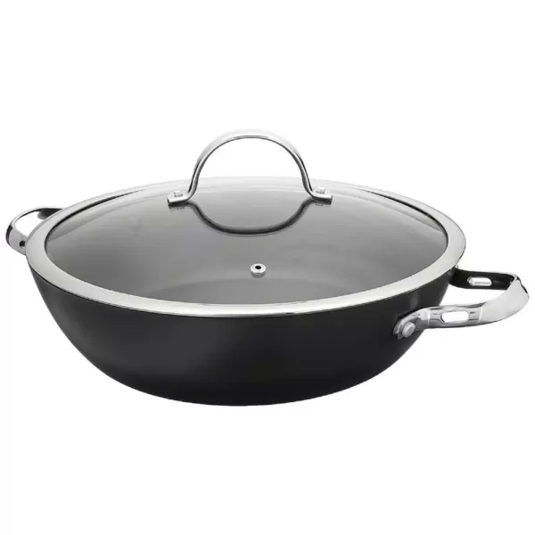 Cooks Standard 5 qt. Hard-Anodized Aluminum Nonstick Saute Pan in Black with Glass Lid