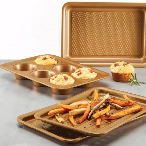 Ayesha Curry Ayesha Bakeware Toaster Oven Baking Set, Copper, 4-Piece