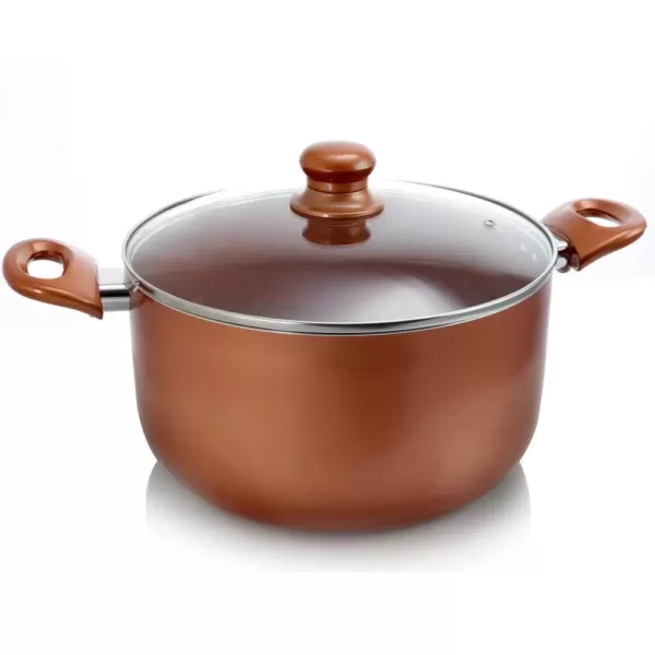 Better Chef 3 qt. Round Aluminum Ceramic Nonstick Dutch Oven in Copper with Glass Lid