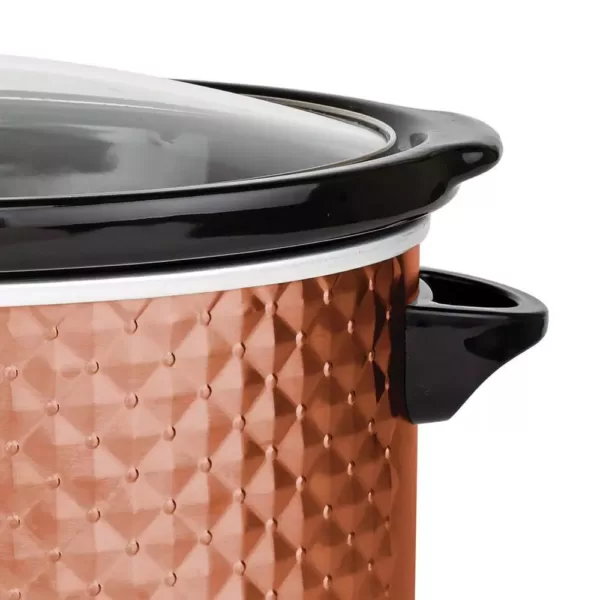 Brentwood Appliances Diamond 7 Qt. Copper Slow Cooker with Tempered Glass Lid