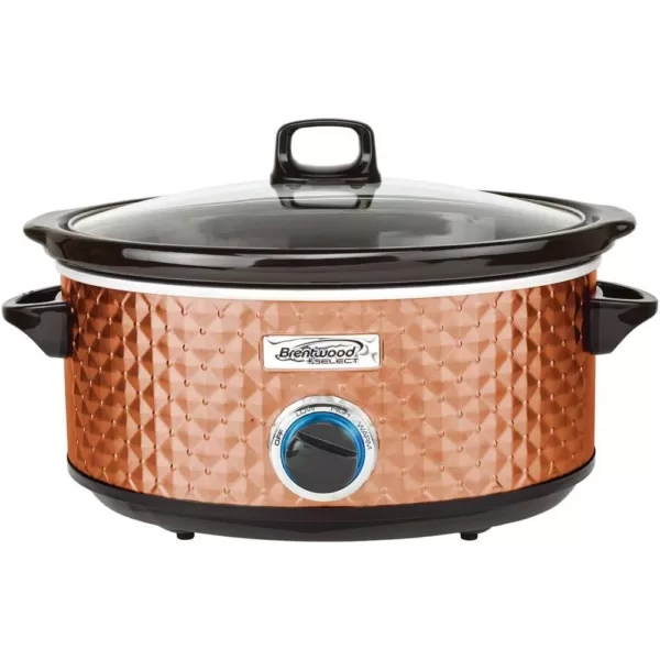 Brentwood Appliances Diamond 7 Qt. Copper Slow Cooker with Tempered Glass Lid