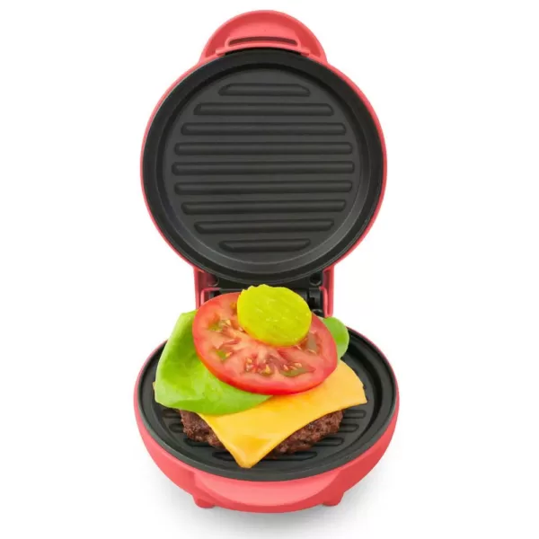 Nostalgia 25 sq. in. Coral Pink Cast-Iron Smokeless MyMini Personal Electric Grill