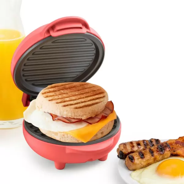 Nostalgia 25 sq. in. Coral Pink Cast-Iron Smokeless MyMini Personal Electric Grill