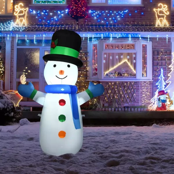 Costway 4  ft. Pre-lit LED Lights Christmas Snowman Christmas Inflatable with Strong Weather Resistance