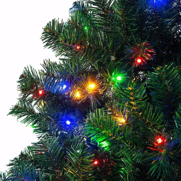 Costway 7.5 ft. Pre-Lit Dense Artificial Christmas Tree Hinged with 550 Multi-Color Lights and Stand