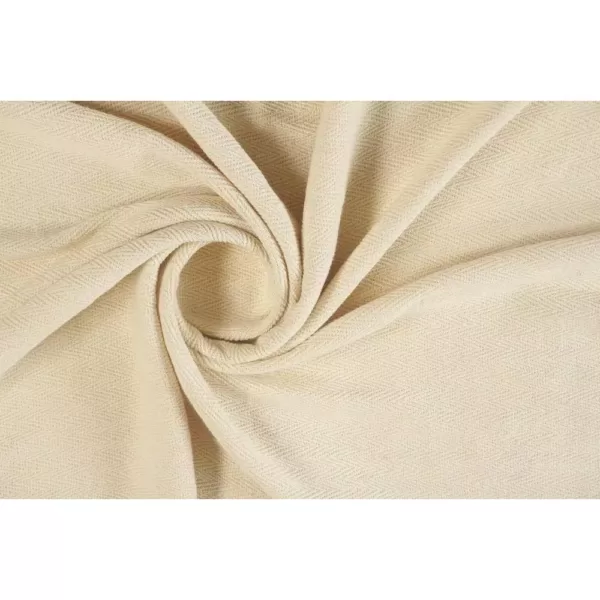 LR Home Embroidery Braided Cream Chevron Herringbone Cotton Throw Blanket