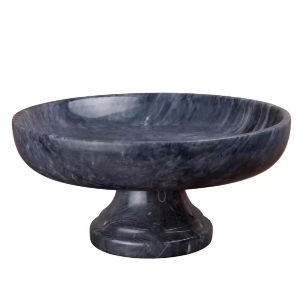 Creative Home Natural Black Marble Fruit Bowl on Pedestal