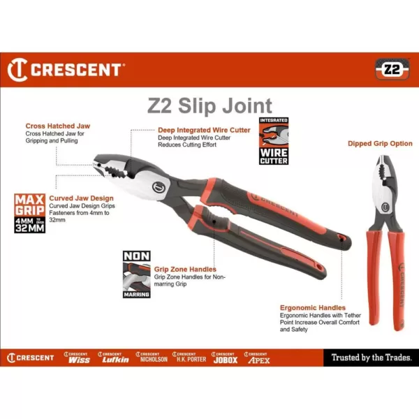 Crescent 8 in. Z2 Dual Material Slip Joint Pliers