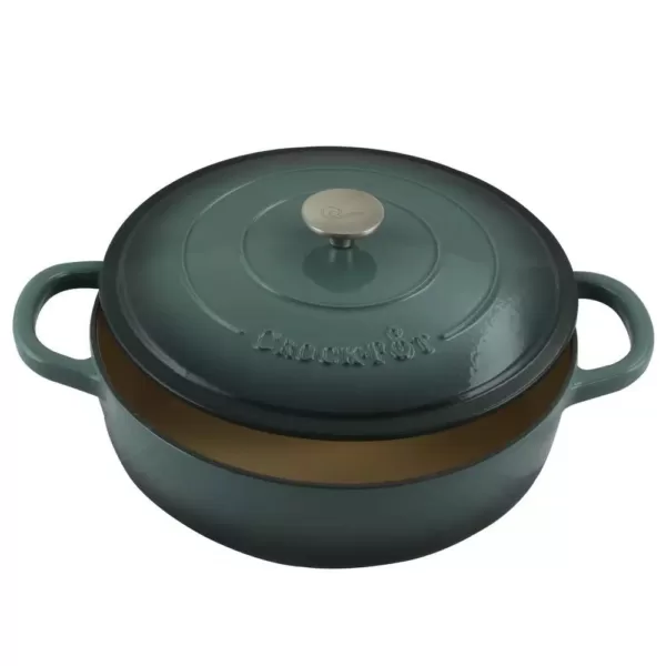 Crock-Pot Artisan 5 Qt. Enameled Cast Iron Round Braiser Pan with Self Basting Lid