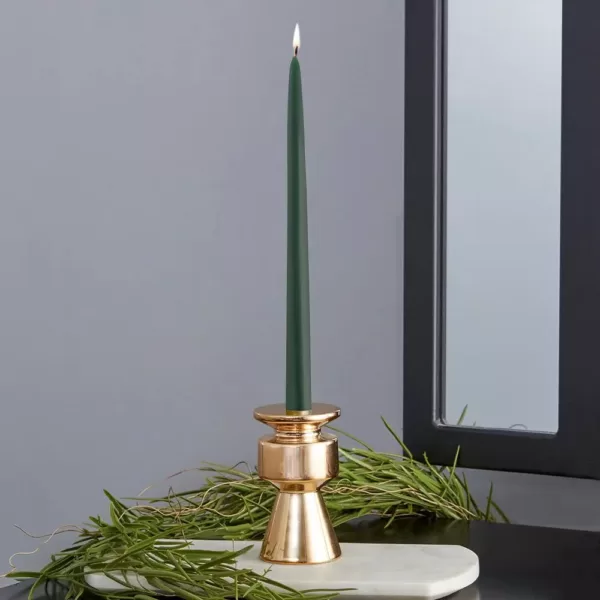 ROOT CANDLES 12 in. Dipped Taper Dark Green Dinner Candle (Box of 12)