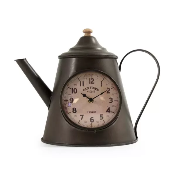 Zentique Dark Grey Distressed Iron Pitcher Table Clock