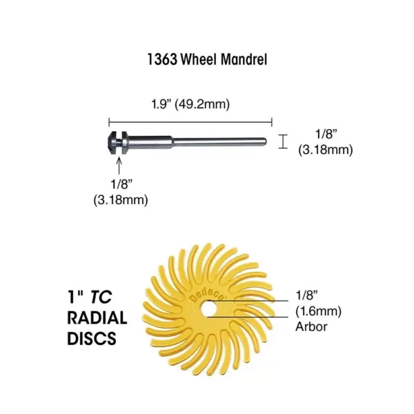 Dedeco Sunburst 5/8 in. Radial Discs - 1/16 in. Arbor Rotary Cleaning and Polishing Assortment (86-Piece)