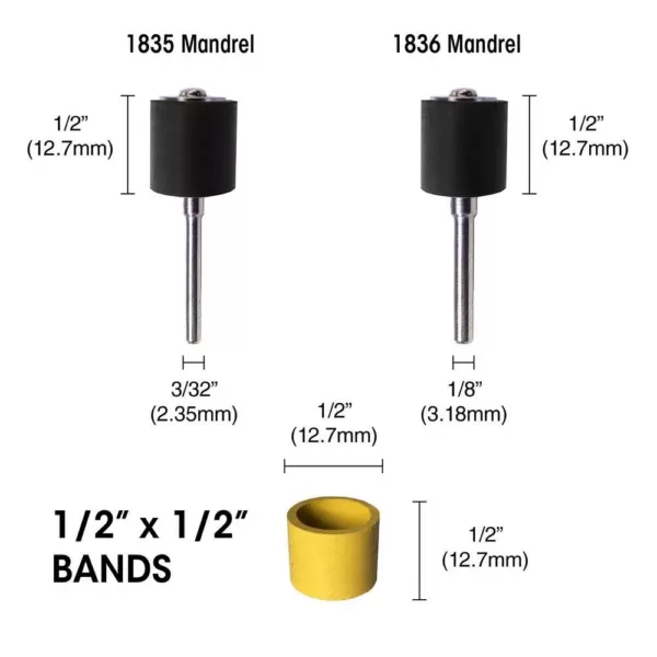 Dedeco Sunburst  1/2 in. x 1/2 in. Bands -Cylinder Thermoplastic Sanding and Polishing Tool, Extra-Fine 6 Micron (12-Pack)