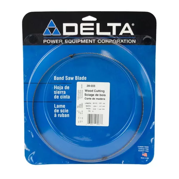 Delta 93-1/2 in. x 3/16 in. x 6T Band Saw Blade