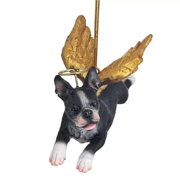 Design Toscano 2.5 in. Honor the Pooch Boston Terrier Holiday Dog Angel Ornament