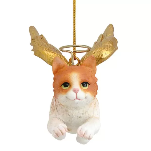 Design Toscano 2.5 in. Honor the Feline Orange Tabby Holiday Cat Angel Ornament