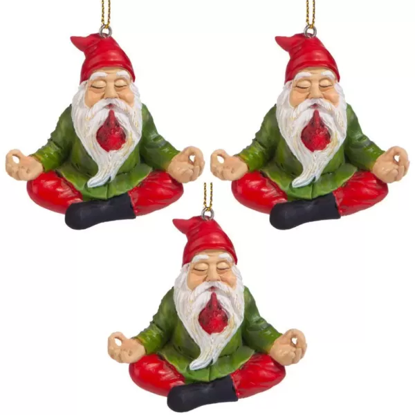 Design Toscano 2.5 in. Zen Gnome Holiday Ornament (3-Piece)