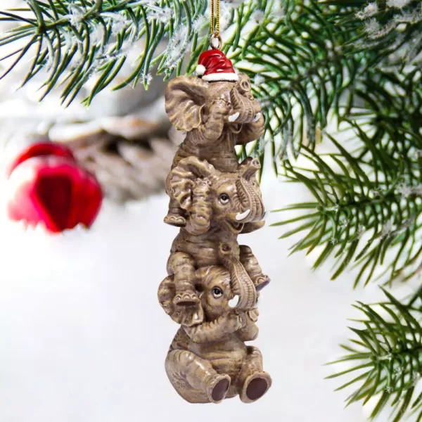 Design Toscano 5 in. See, Speak, Hear No Evil Elephant Holiday Ornament