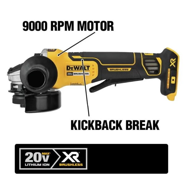 DEWALT 20-Volt MAX XR Cordless Brushless 4-1/2 in. Paddle Switch Small Angle Grinder with (2) 20-Volt 5.0Ah Batteries & Charger