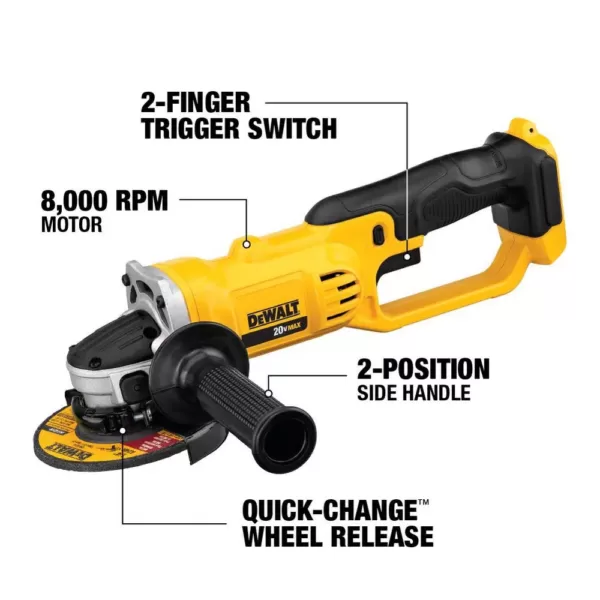 DEWALT 20-Volt MAX Cordless 4-1/2 in. to 5 in. Grinder (Tool Only)