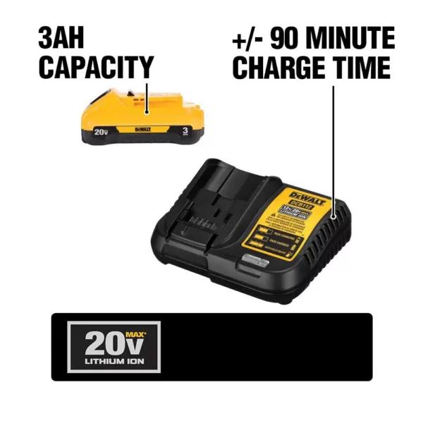 DEWALT 20-Volt MAX XR Cordless Brushless 4-1/2 in. Paddle Switch Small Angle Grinder with (1) 20-Volt 3.0Ah Battery & Charger