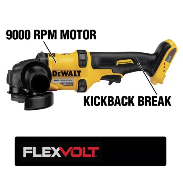 DEWALT FLEXVOLT 60-Volt MAX Cordless Brushless 4-1/2 in. Angle Grinder with Kickback Brake & (1) FLEXVOLT 6.0Ah Battery