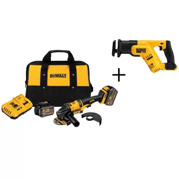 DEWALT FLEXVOLT 60-Volt MAX Cordless Brushless 4-1/2 in. Angle Grinder, (2) FLEXVOLT 6.0Ah Batteries & Reciproacting Saw