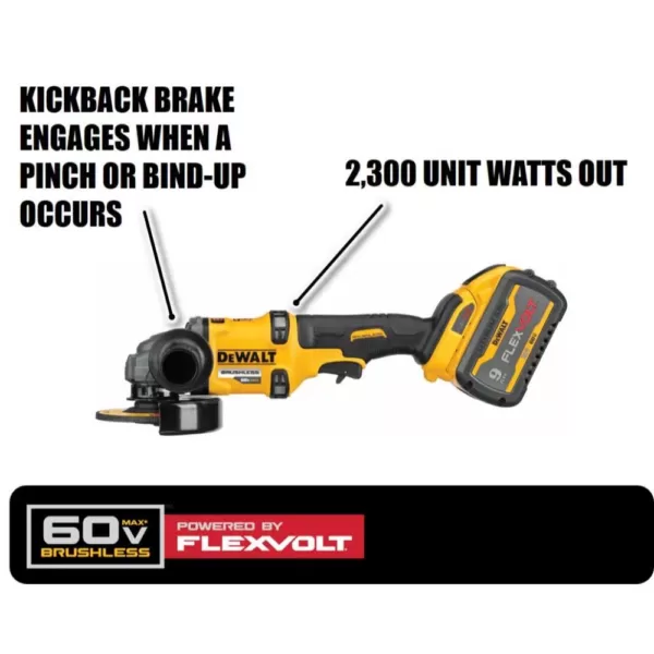 DEWALT FLEXVOLT 60-Volt MAX Cordless Brushless 4-1/2 in. - 6 in. Small Angle Grinder & (1) FLEXVOLT 9.0Ah Battery