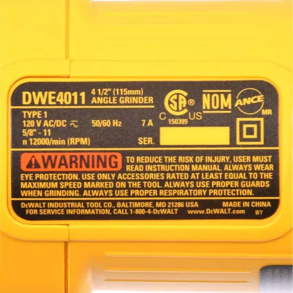 DEWALT 7 Amp 4-1/2 in. Small Angle Grinder with 1-Touch Guard