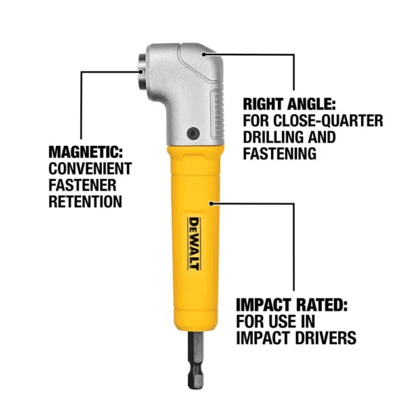 DEWALT MAXFIT Right Angle Magnetic Attachment with Black and Gold Drill Bit Set (14-Piece)