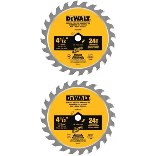 DEWALT ATOMIC 4-1/2 in. 24-Tooth Circular Saw Blade (2-Pack)