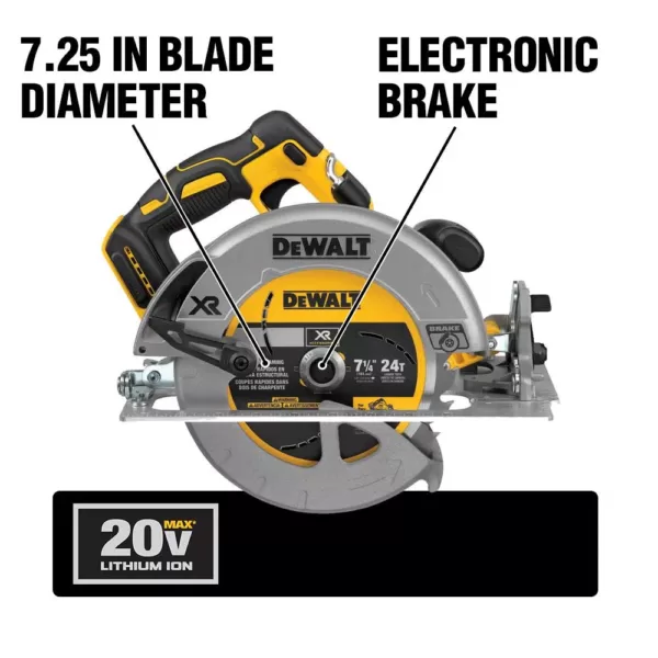 DEWALT 20-Volt MAX XR Cordless Brushless 7-1/4 in. Circular Saw with (1) 20-Volt Battery 5.0Ah