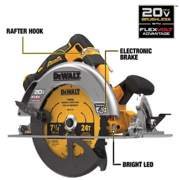 DEWALT 20-Volt MAX Cordless Brushless 7-1/4 in. Circular Saw with FLEXVOLT ADVANTAGE and (1) FLEXVOLT 6.0Ah Battery Kit